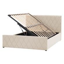 Ottoman Bed ROCHEFORT Velvet Beige 180 x 200 cm (EU Super King)