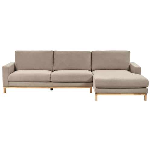 Beliani Corner Sofa 4 Seater SIGGARD Fabric Taupe Left Hand