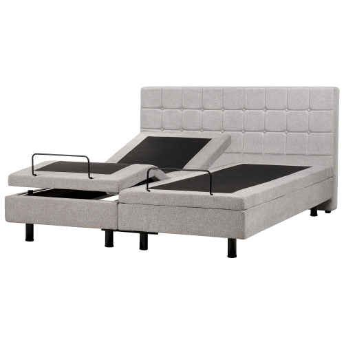 Beliani Adjustable Bed Fabric DUKE 180 x 200 cm (EU Super King) Light Grey