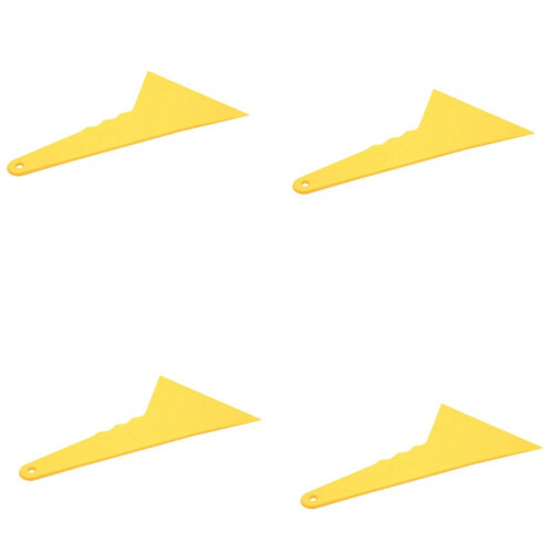 4X Plastic Yellow Auto Car Window Sticker Film Scraper Squeegee Cleaning Tool 23.6x12.3cm