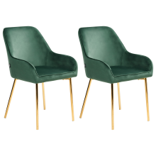 Set of 2 Dining Chairs LOVERNA Velvet Green