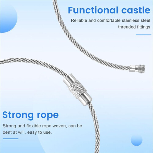 1pcs Stainless Steel Screw Locking Wire Keychain Cable Key Rings Outdoor Accessory 2