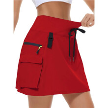 Skorts voor Vrouwen Wandelen Cargo Skorts met Ritszakken, Hoge Taille Sneldrogend voor Workout Rood S