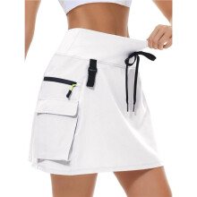 Skorts voor Vrouwen Wandelen Cargo Skorts met Ritszakken, Hoge Taille Sneldrogend voor Workout Wit XXL