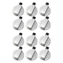 Stoves Cooker Knobs,Oven Knob 12Pcs,Zinc Alloy 6mm Universal Silver Gas Stove Control Knobs Adaptors