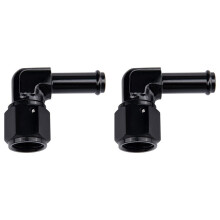 2X 6AN Female to 3/8 Barb 90 Degree Elbow Swivel Fittings Aluminum Hose Barb Fuel Adapter Black (3/8 Inch)