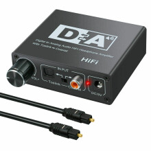 2X 192KHz Digital Optical Coaxial Toslink to Analog RCA 3.5mm Audio Hifi Converter with Spdif