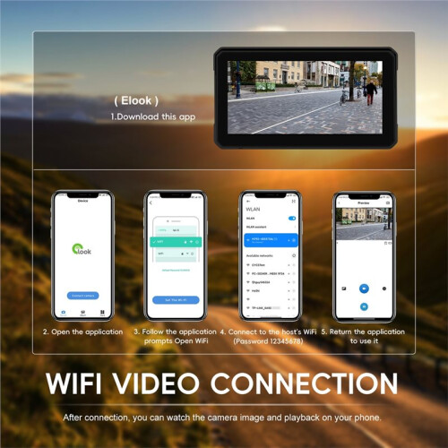 Carplay Android Auto Portátil Digital Motocicleta Painel DVR para  Player 6 Polegadas IPX8 À Prova D'Água com 2 Câmeras 1