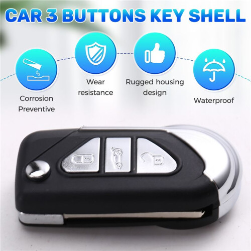 Car 3 Buttons Key Shell Folding Remote Control Car Key Shell for    VA2 Key Blade Housing Cover 1