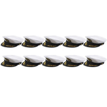 10X Adult Yacht Boat Captain Hat Navy Cap Ship Costume Party Fancy Dress Black+White