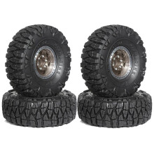 4Pcs 60mm 1.0In Metal Beadlock Wheel Tire Set for 1/18 1/24 RC Crawler Car TRX4M SCX24 AX24 FCX24 Upgrade Parts Brown