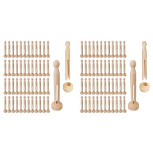 100 Juegos Alfileres Madera Sin Terminar para Muñecas, Pinzas para Ropa para Muñecas, Clavijas Redondas Madera, Pinzas para Ropa y Soportes Madera,