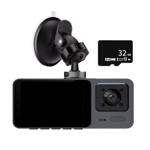 Dash Cam Front och Insida WIFI 1080P med 32G Minneskort 2 Tum Skärm 170 Vidvinkel Night Vision WDR 24H Parkeringsläge