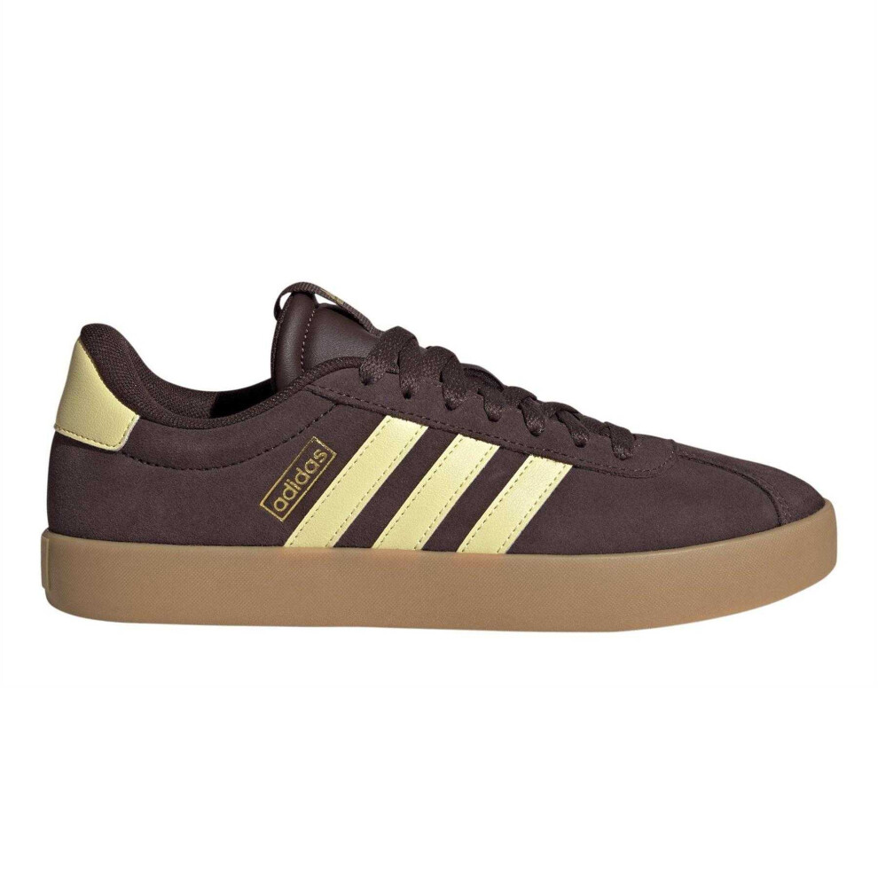 Adidas (8 Uk, Maroon/Yellow) Womens/Ladies Vl Court 3.0 Leather Flat Trainers