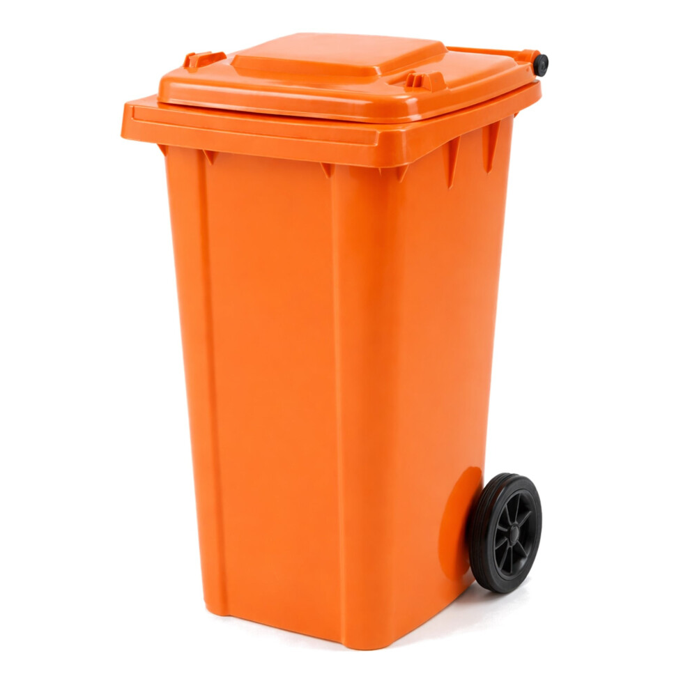 Oypla 240L Orange Wheelie Bin For Household Outdoor Garden Waste