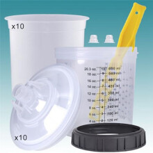 Verfspuit-Mengbeker voor Eenmalig Gebruik voor Autolakpistool, HVLP-Verfspuitpistool, Set van 20 Ounces (600 Ml)