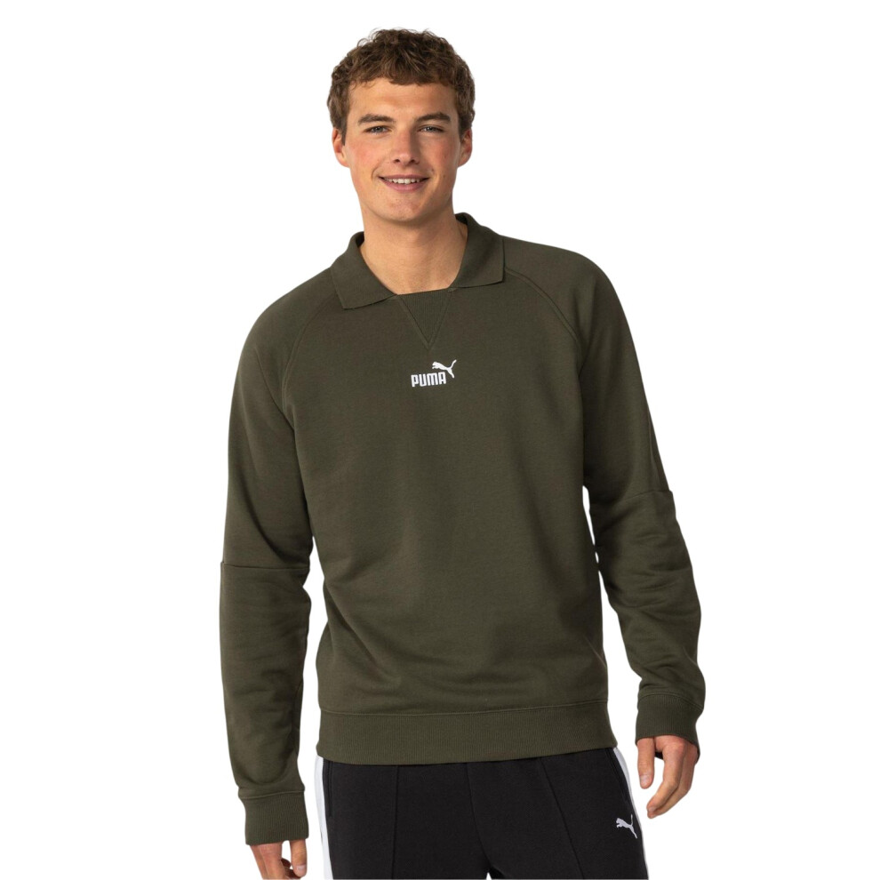 Puma (Xl, Khaki) Mens Logo Crew Neck Sweatshirt