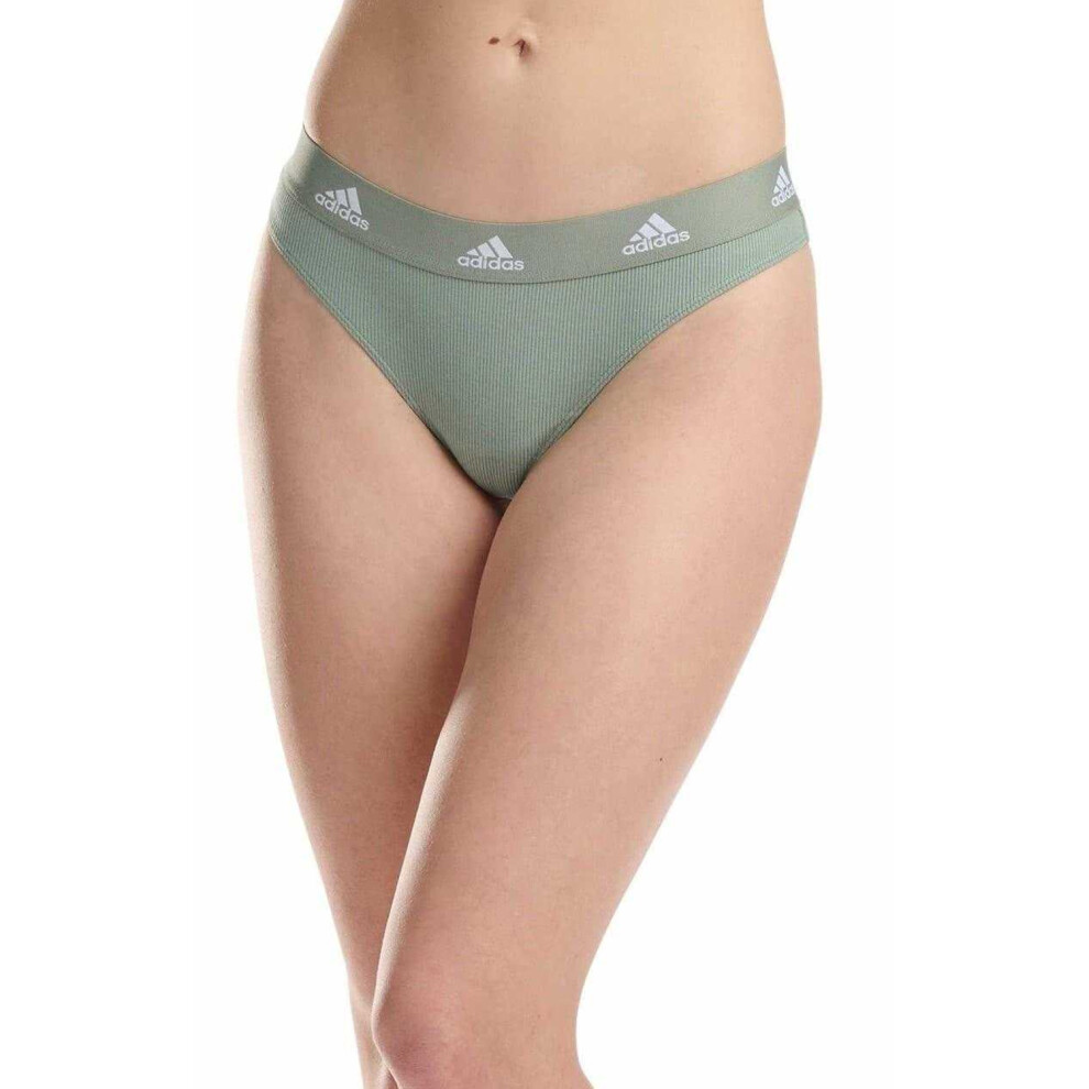 Adidas (24 Uk - 26 Uk, Olive Green) Womens/Ladies Ribbed Thong