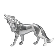 Wolf Statue Animal Figurine Sculpture Living Study Room Bedroom Decor Home Table Interior Decoration Accessories Silver