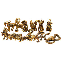ChińSki Zodiak PosąG Smoka Figurka z BrąZu Ozdoby Antyczna Miedź Kolekcja Miniatur ZwierząT Wyroby do Dekoracji Domu