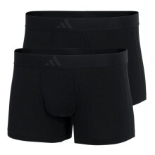 (M, Black) Adidas Mens Stripe Cotton Boxer Shorts (Pack of 2)