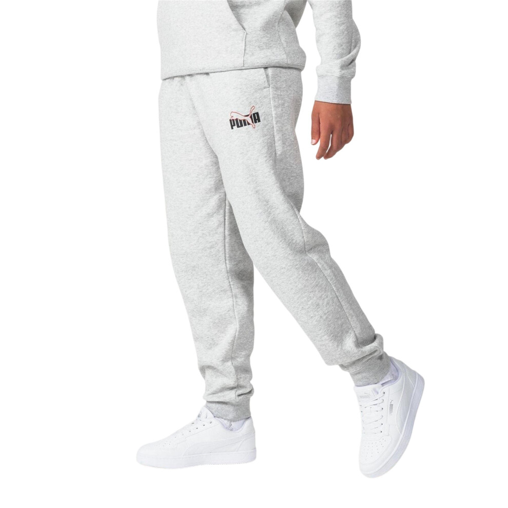 Puma (9-10 Years, Grey) Childrens/Kids Fleece Logo Sweatpants