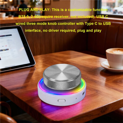 Digital Audio Customizable Knob Controller BT 5.0 USB C Connection Volume Control with RGB Light for Multimedia 1