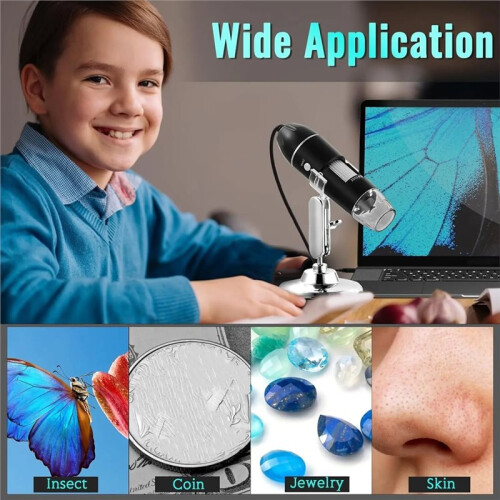1600X USB Microscope 1080P HD Digital Soldering Microscope ,Adjustable Stand, for ,Windows,Linux for Coins Education 1