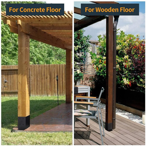 Post Base, (Inner Size 3.74"X3.74") Post Brackets,Anchor Outdoor for Support Deck Base Plate Pergola Brackets Fence Kit 1