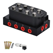 Universelles 1/4 1/8 Zoll NPT 0-300 Psi 12V Steuerventil für Luftfederung mit 4-Ecken-Blockverteiler für Autos