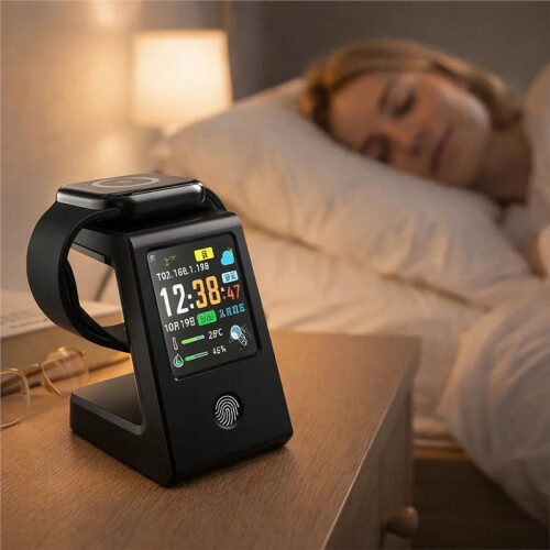 WiFi Weather Clock with Wireless Charging for Watches, Digital Table Clock with Real- Weather Display 2