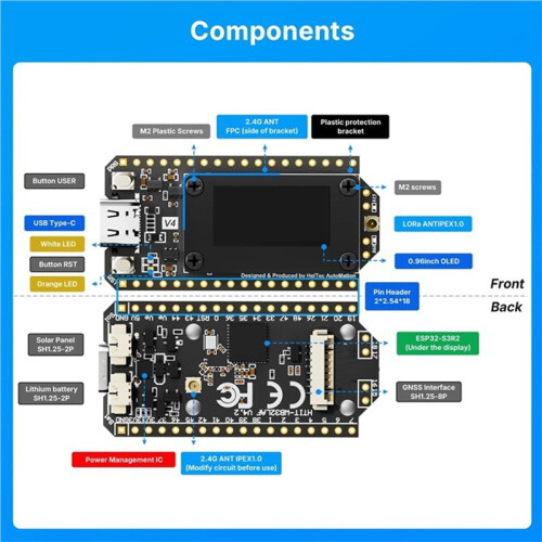 Meshtastic Heltec LoRa 32 V4 ESP32 SX1262 0.96inch OLED Solar Powered Dev-Board Mesh Network WiFi LoRa BLE with Case 2