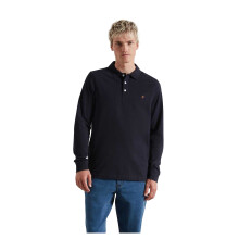 (M, True Navy) Farah Mens Cotton Blend Long-Sleeved Polo Shirt
