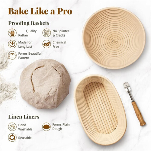 Sourdough  Kit, Banneton Bread Proofing Baskets Set, Sourdough Bread Baking Supplies Making Tools 1