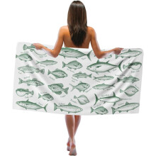 Fish Beach Towel, Boho Fishing Sand Beach Towels,Fish Quick Dry Bath Towels for Bathroom Swimming Pool, 80x160cm