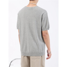 Mens T-Shirts V Neck Knit Shirt Short Sleeve Tee Shirts Fashion Casual Pullover Tops Flower Gray M