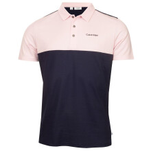 (S, Navy/Pink) Calvin Klein Mens Embroidered Collared Polo Shirt