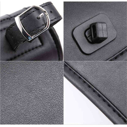 2X Motorcycle Fork Bag PU Leather Handlebar Tool Pouch Sissy Bar Roll Storage Bag Saddle Bag with 2 Straps, Universal