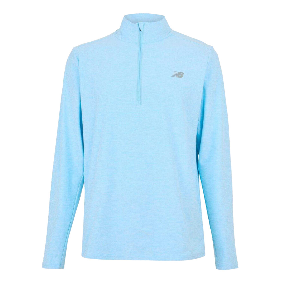New Balance (M, Sky Blue) Mens Space Dye Quarter Zip Top