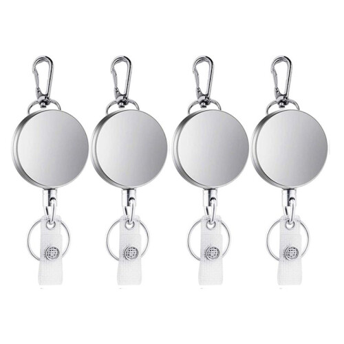 4Pcs Retractable Pull Key Ring ID Badge Lanyard Name Tag Card Holder  Reel Belt Clip