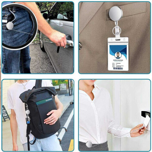 4Pcs Retractable Pull Key Ring ID Badge Lanyard Name Tag Card Holder  Reel Belt Clip 2