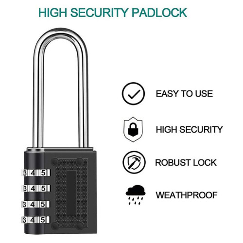 6 Pack Outdoor Combination Padlock Long Shackle Lock 6.5cm Shackle Waterproof 4 Digit Resettable Combination Lock 2