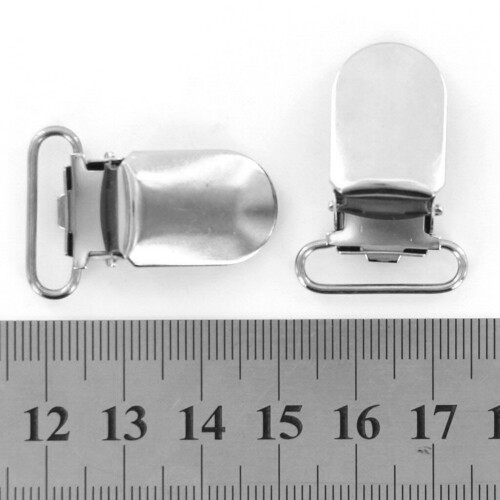40 x Braces Clips Strap Hooks 20 mm Silver Coloured 2