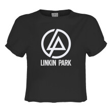 (M, Charcoal) Amplified Womens/Ladies Circle Logo Linkin Park Crop Top