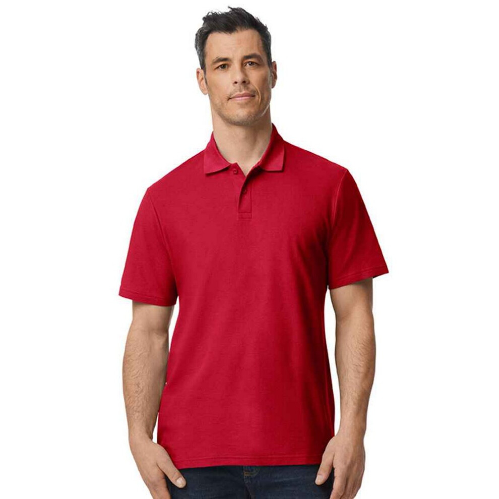 Gildan (4Xl, Cherry Red) Mens Softstyle Double Pique Polo Shirt
