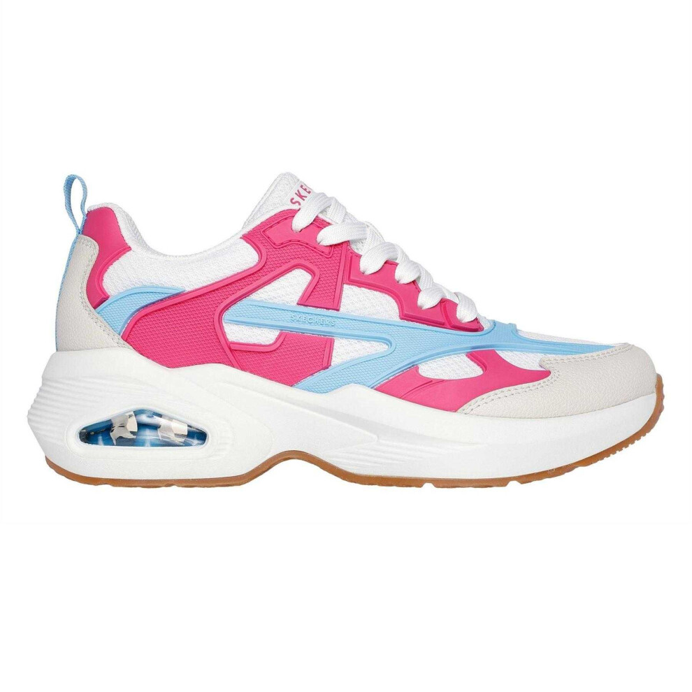 Skechers (2.5 Uk, White/Blue/Pink) Womens/Ladies Uno Mesh Trainers