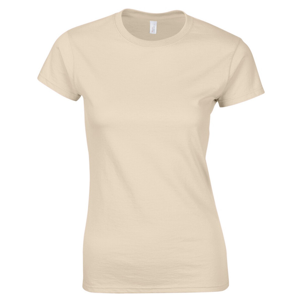 Gildan (Xl, Sand) Womens/Ladies Softstyle Plain Ringspun Cotton Fitted T-Shirt