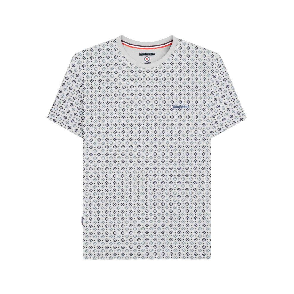 Lambretta (L, White/Smoke Blue) Mens Ss25 Geometric T-Shirt