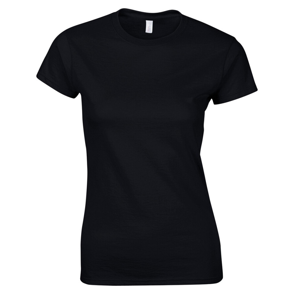 Gildan (Xl, Black) Womens/Ladies Softstyle Plain Ringspun Cotton Fitted T-Shirt