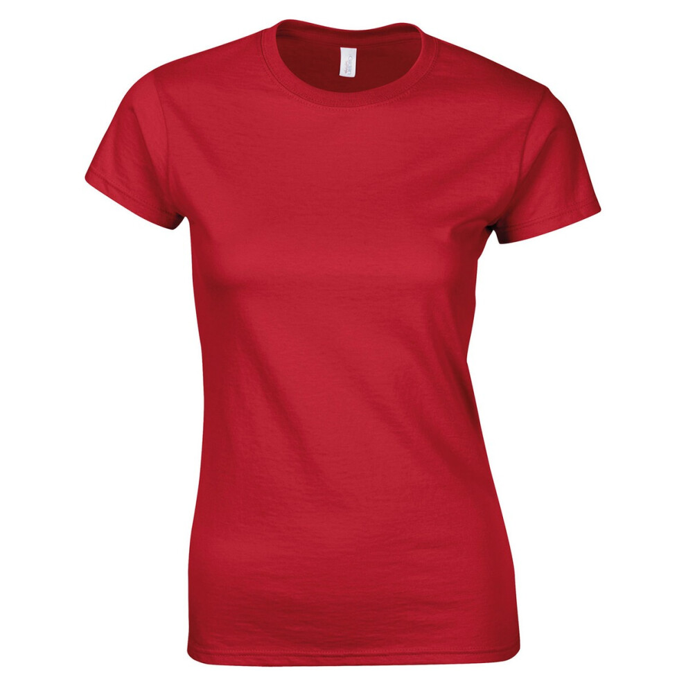 Gildan (M, Red) Womens/Ladies Softstyle Plain Ringspun Cotton Fitted T-Shirt